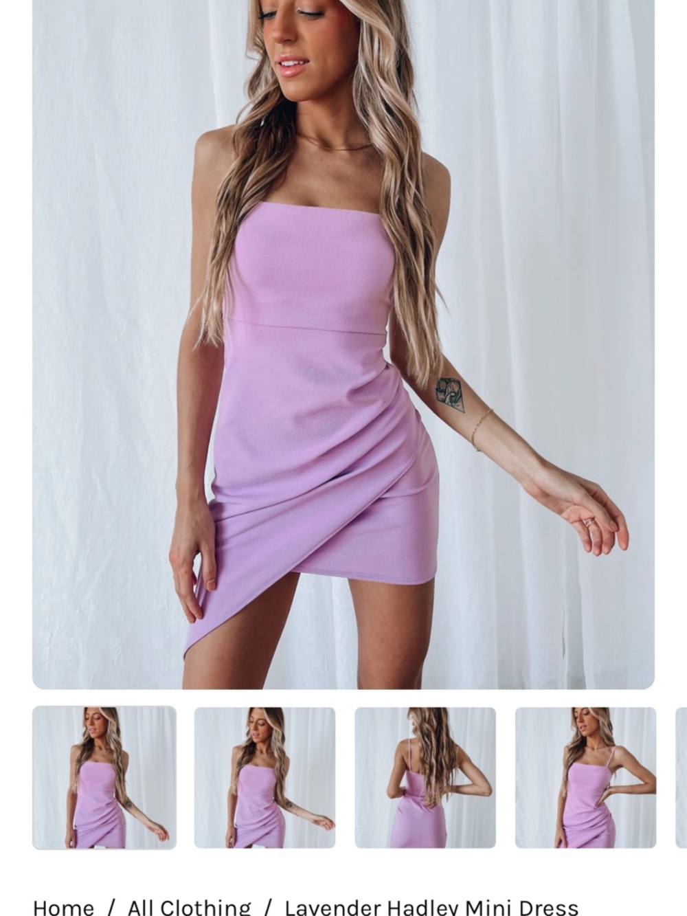 Asymmetrical Lavender Mini Dress with Strapless Neckline